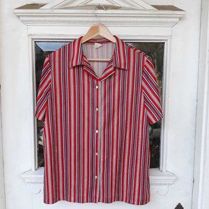 Red/White/Blue Striped Button-up Shirt